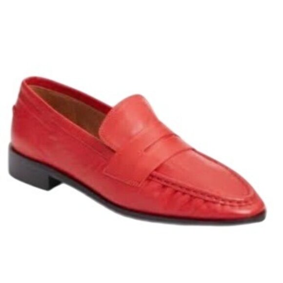 ATP Atelier Shoes - ATP Atelier Airola Womens Penny Loafers Red Leather Size 9.5 Moc-Toe Padded Foot